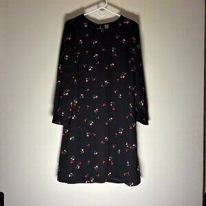 Old Navy Black with Floral Pattern Large Sleeve Dress Large